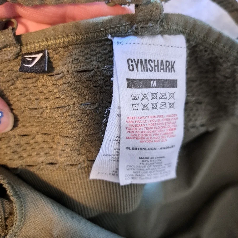 Gymshark Energy+ Seamless Sports Bra Olive Green Strappy Back Size Medium
